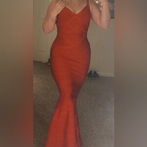 Elegant Red Bandage Dress